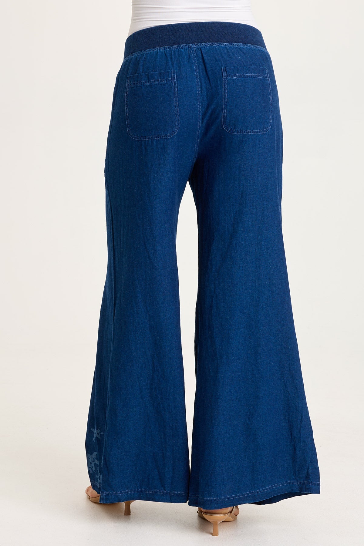 Jerona Printed Indigo Pleated Wide Leg