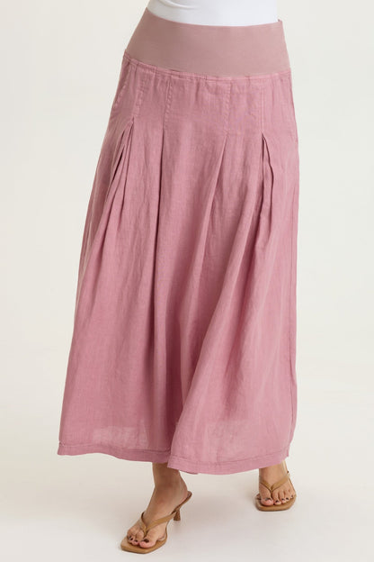 Aderyn Linen Pleated Skirt