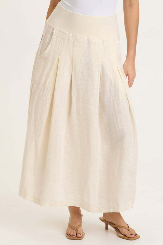 Aderyn Linen Pleated Skirt