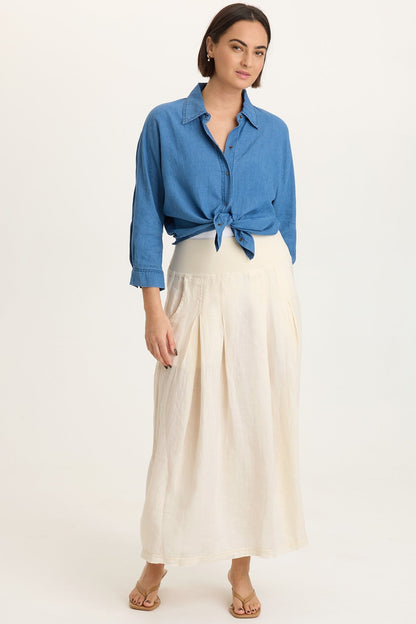 Aderyn Linen Pleated Skirt