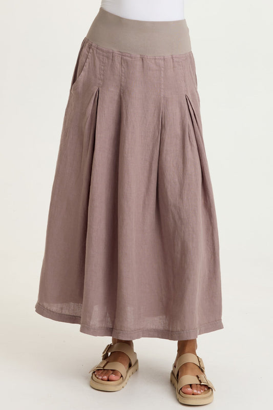 Aderyn Linen Pleated Skirt