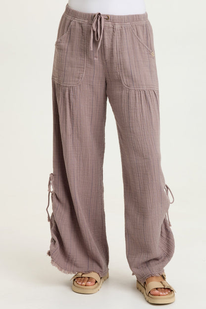 Muriel Stripe Gauze Wide-Leg Pant
