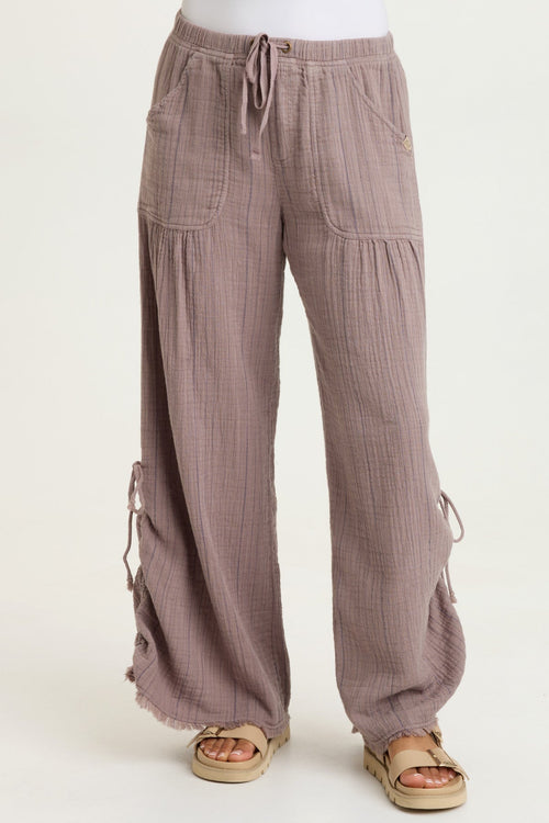 Muriel Stripe Gauze Wide-Leg Pant