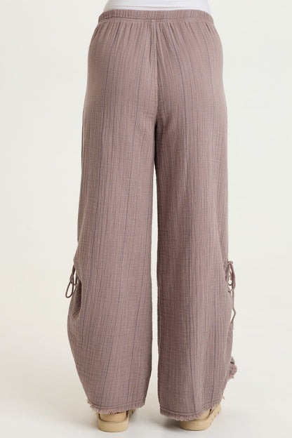 Muriel Stripe Gauze Wide-Leg Pant