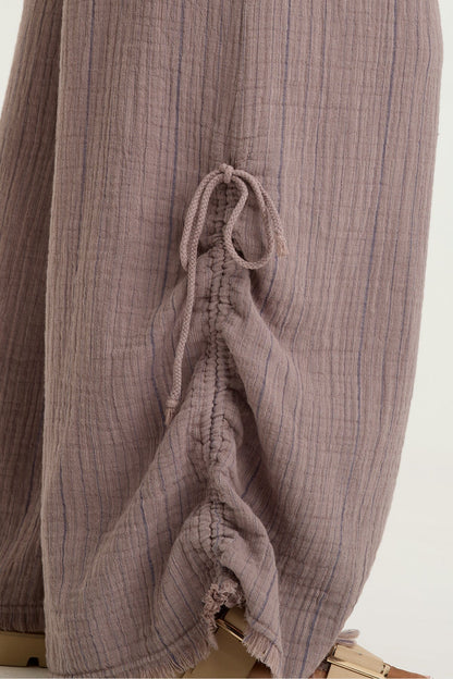 Muriel Stripe Gauze Wide-Leg Pant