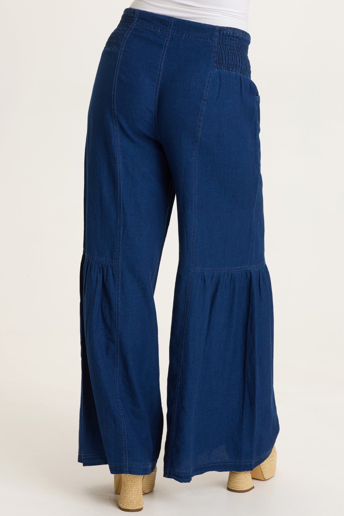 Zain Indigo Twill Tiered Wide Leg