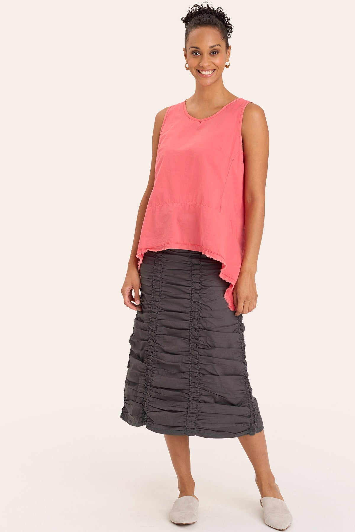Double Shirred Panel Skirt