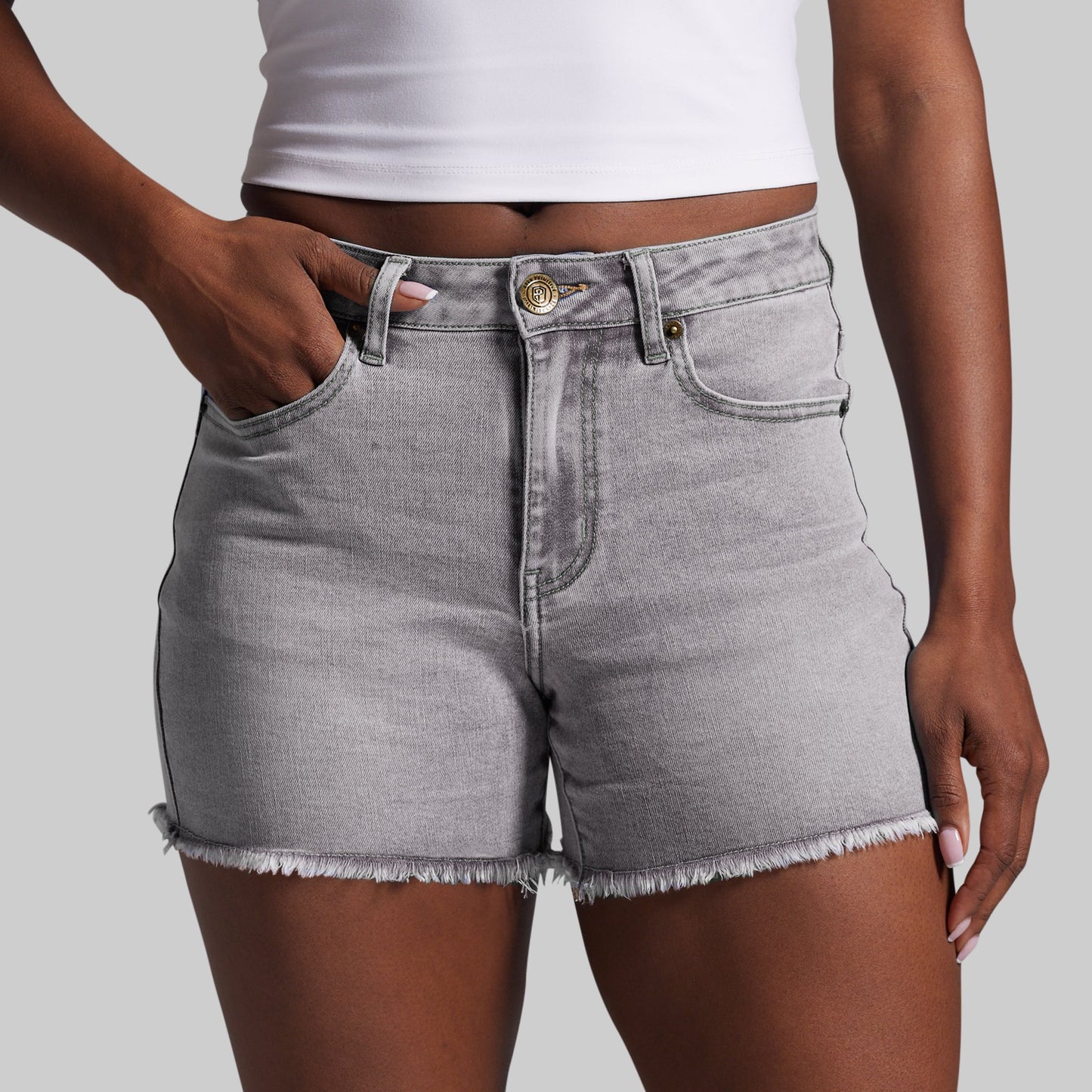 FLEX Stretchy Jean Short (Light Grey Wash)