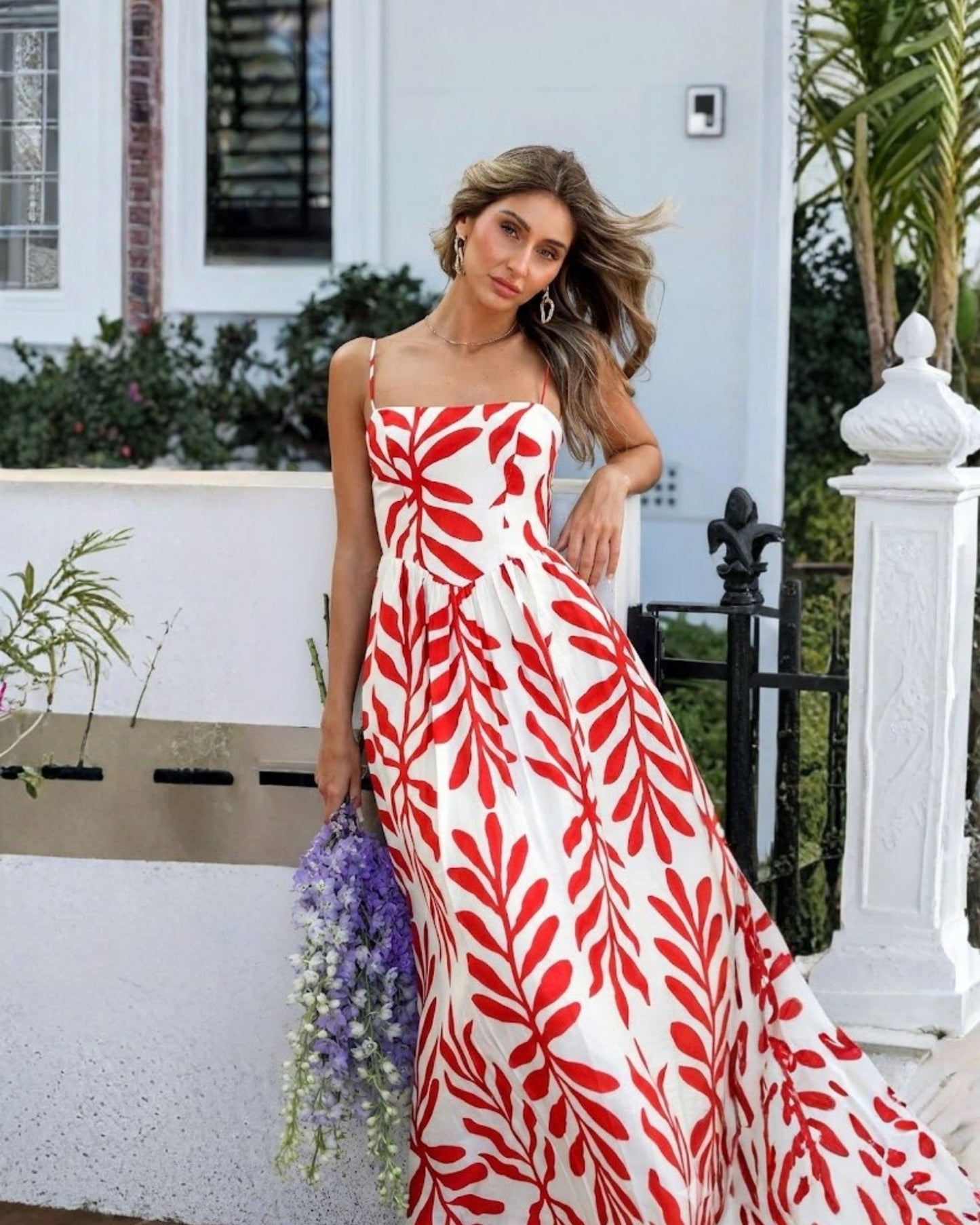 Vyraiah Red Print Dress | Women's Printed Midi Dress