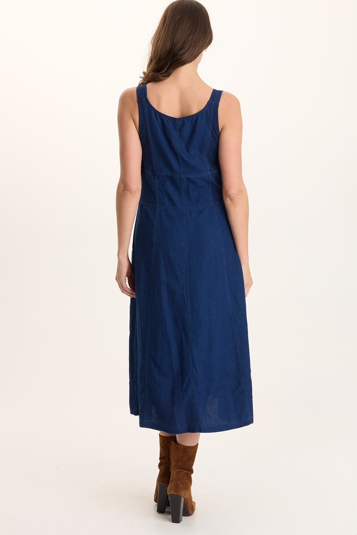 Lyall Mock Denim Twill Midi Tank Dress