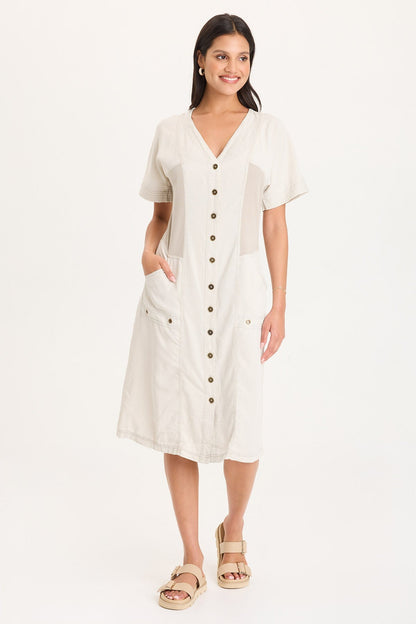 Addair Button-Up Short Sleeve Twill Dress