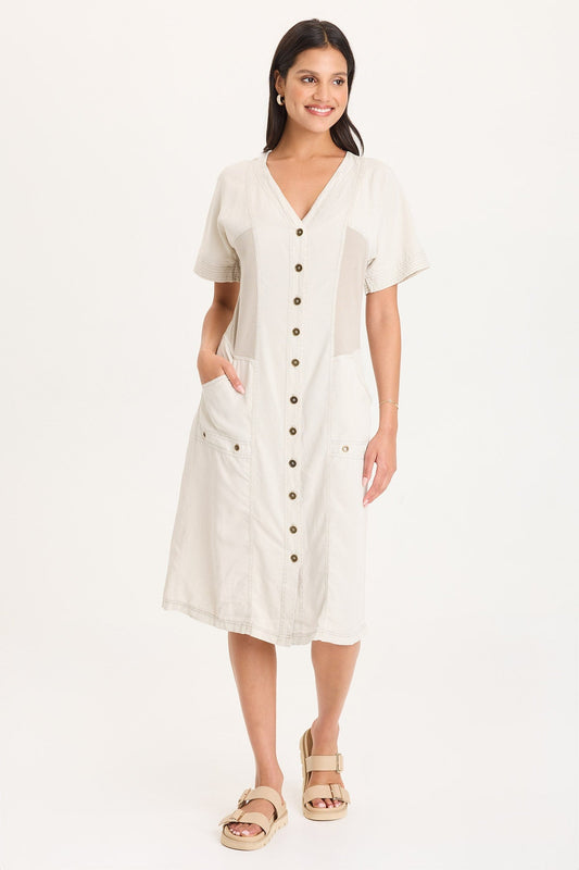 Addair Button-Up Short Sleeve Twill Dress