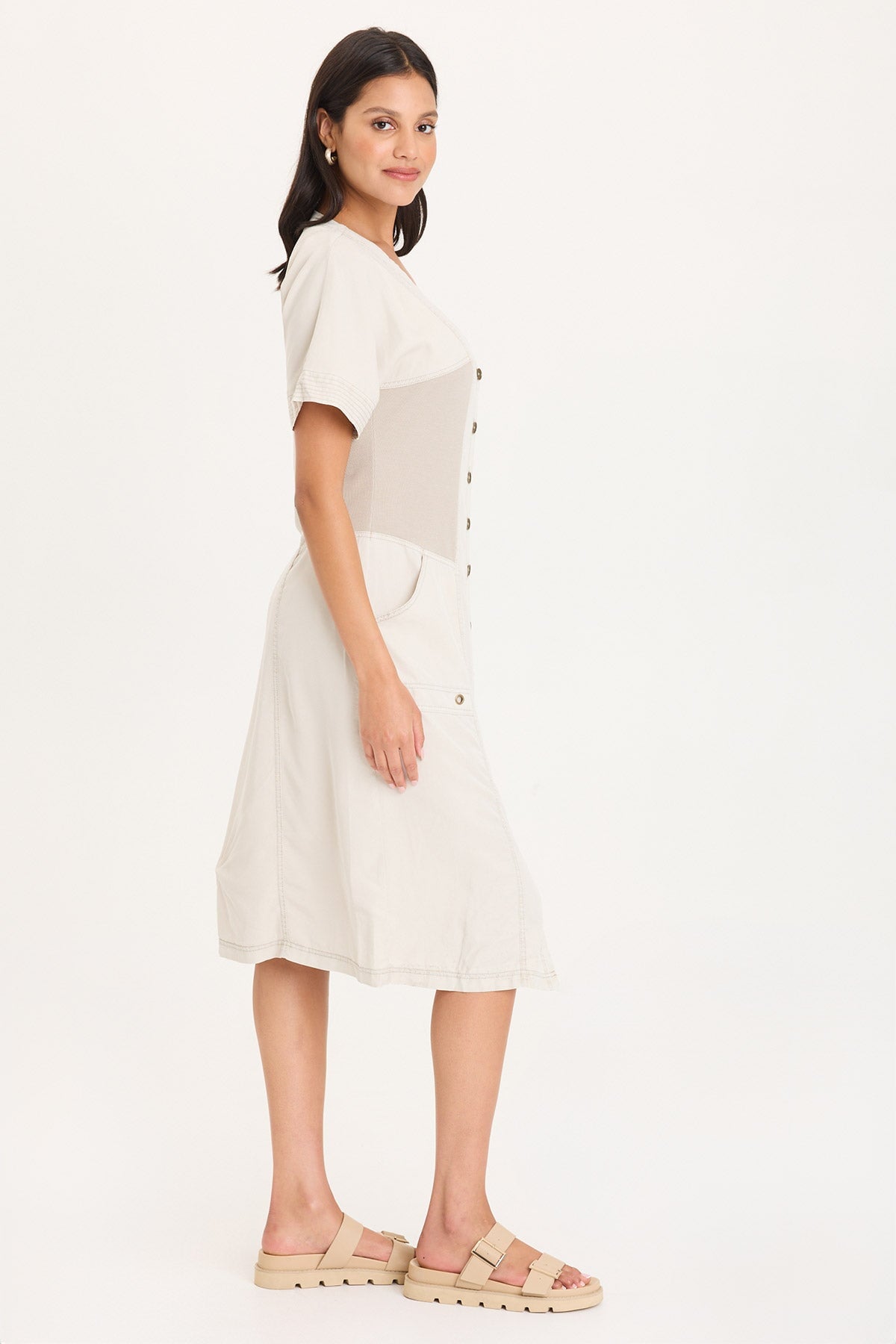 Addair Button-Up Short Sleeve Twill Dress
