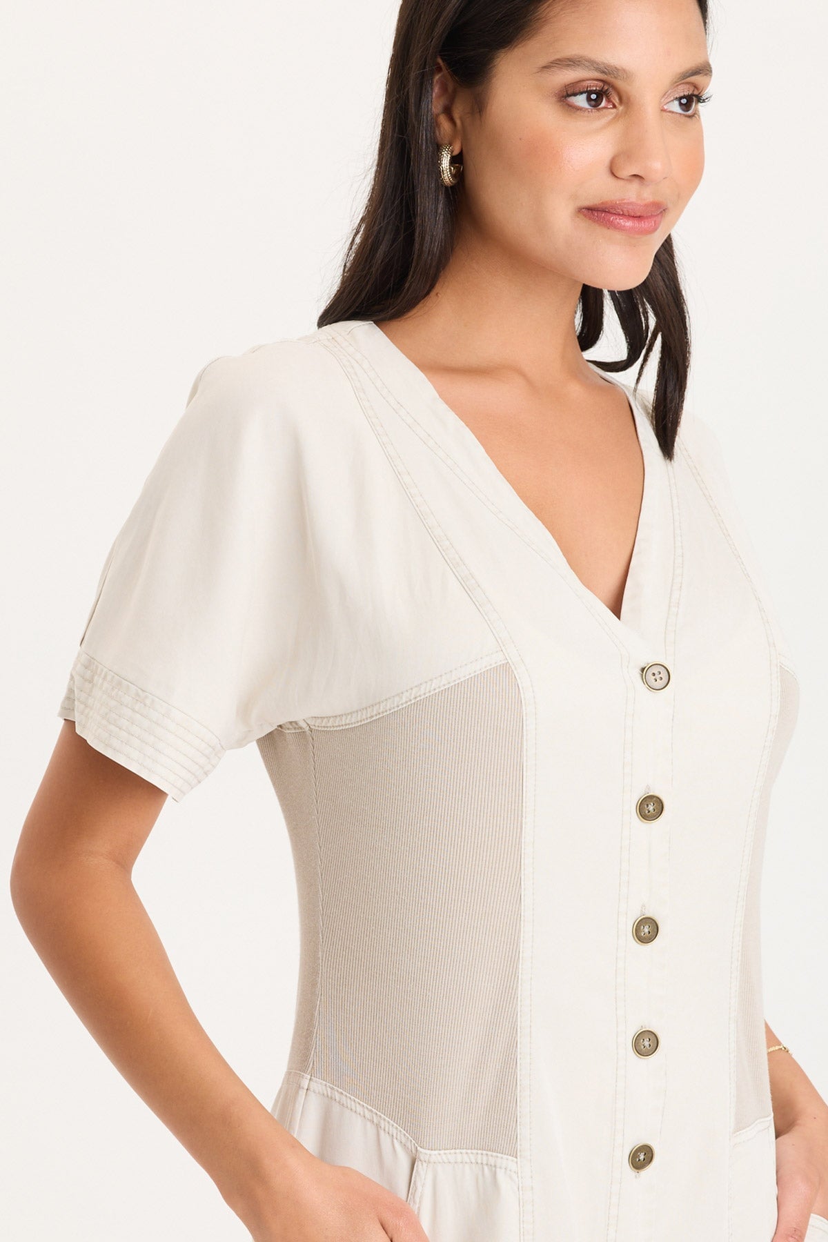 Addair Button-Up Short Sleeve Twill Dress