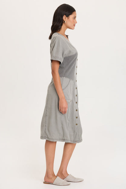 Addair Button-Up Short Sleeve Twill Dress