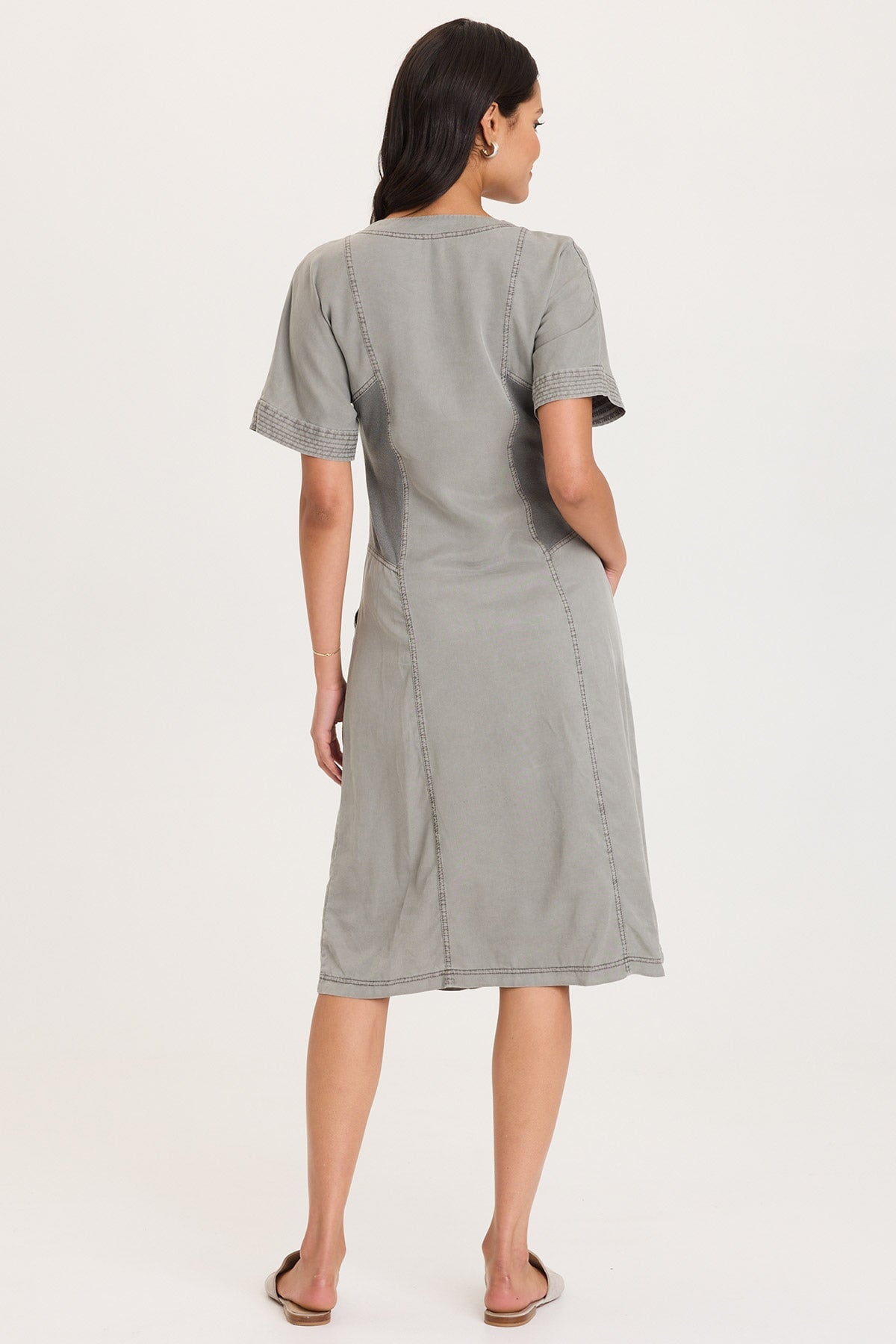 Addair Button-Up Short Sleeve Twill Dress