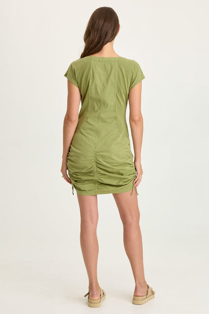 Wylda Poplin Cinchable V-Neck Dress