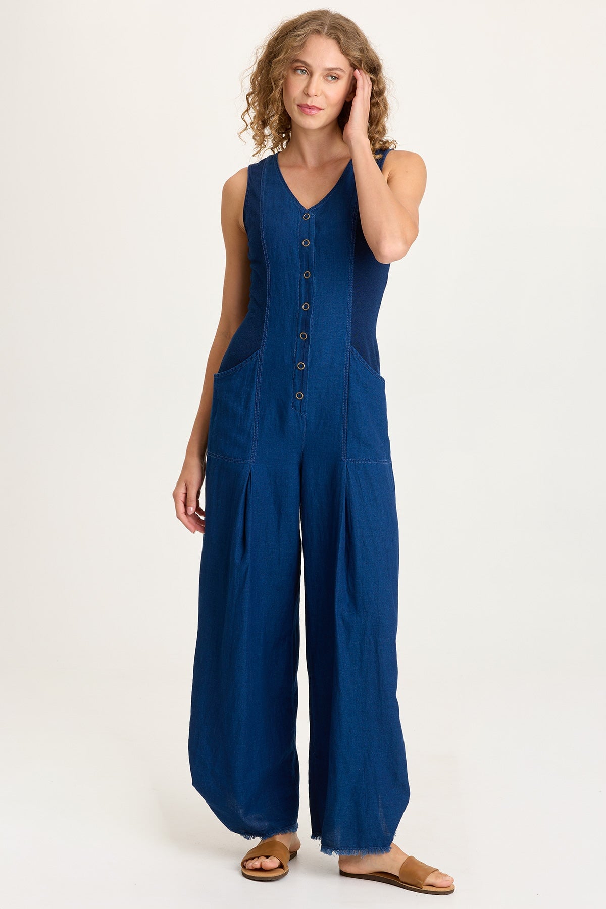 Aisling Indigo Snap-Up Jumpsuit