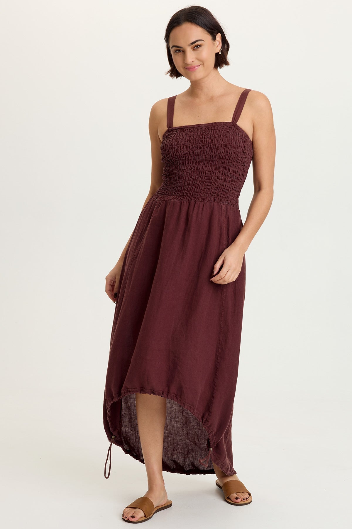 Neisha Linen Smocked Bodice Dress