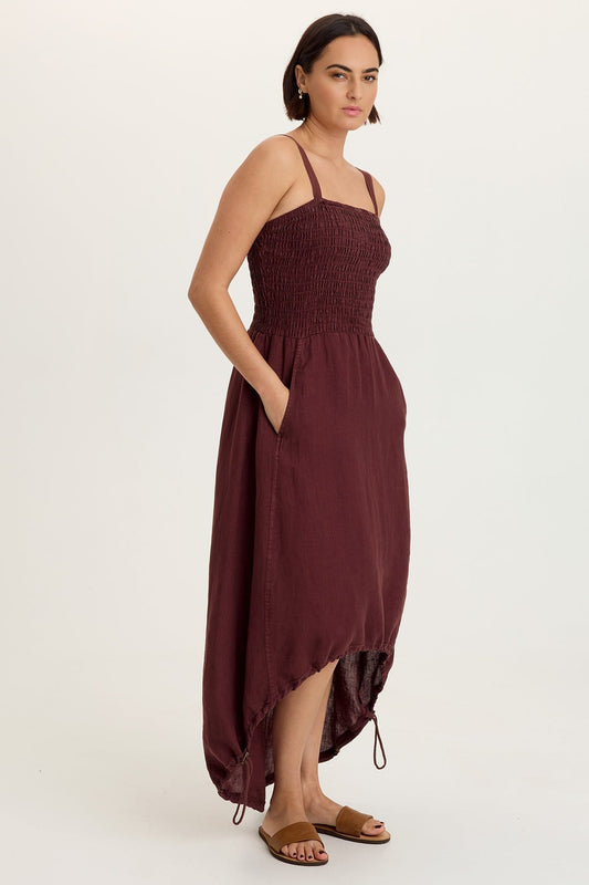 Neisha Linen Smocked Bodice Dress