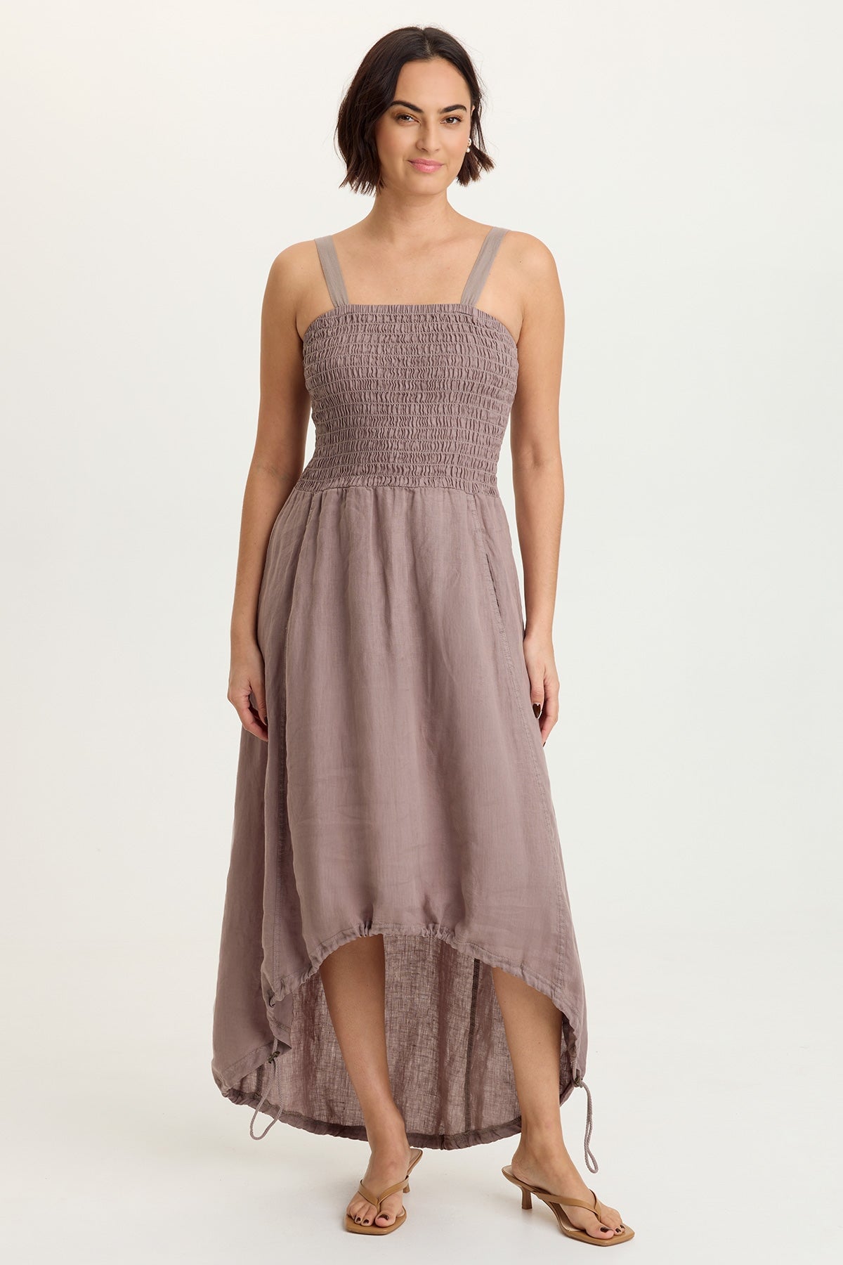 Neisha Linen Smocked Bodice Dress