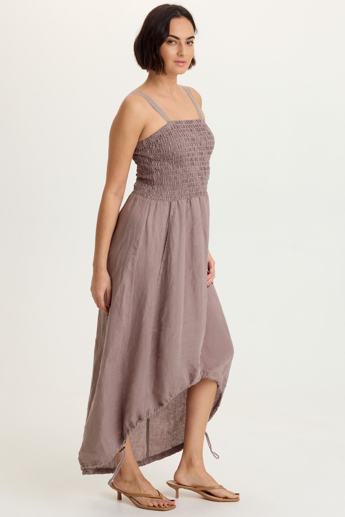Neisha Linen Smocked Bodice Dress