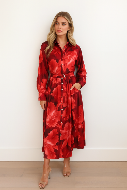 Zirella Red Floral Dress | Women's Floral Maxi Dress