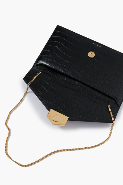 Black Croc London Clutch