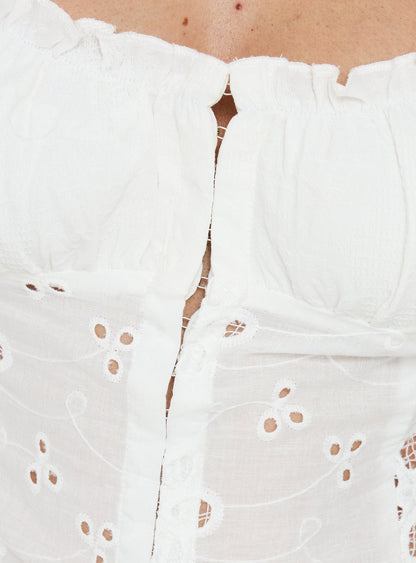 Winter Wonderland Ruched Short Sleeve Top White