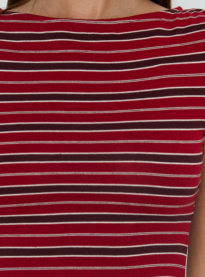 Veyona Cap Sleeve Top Red Stripe