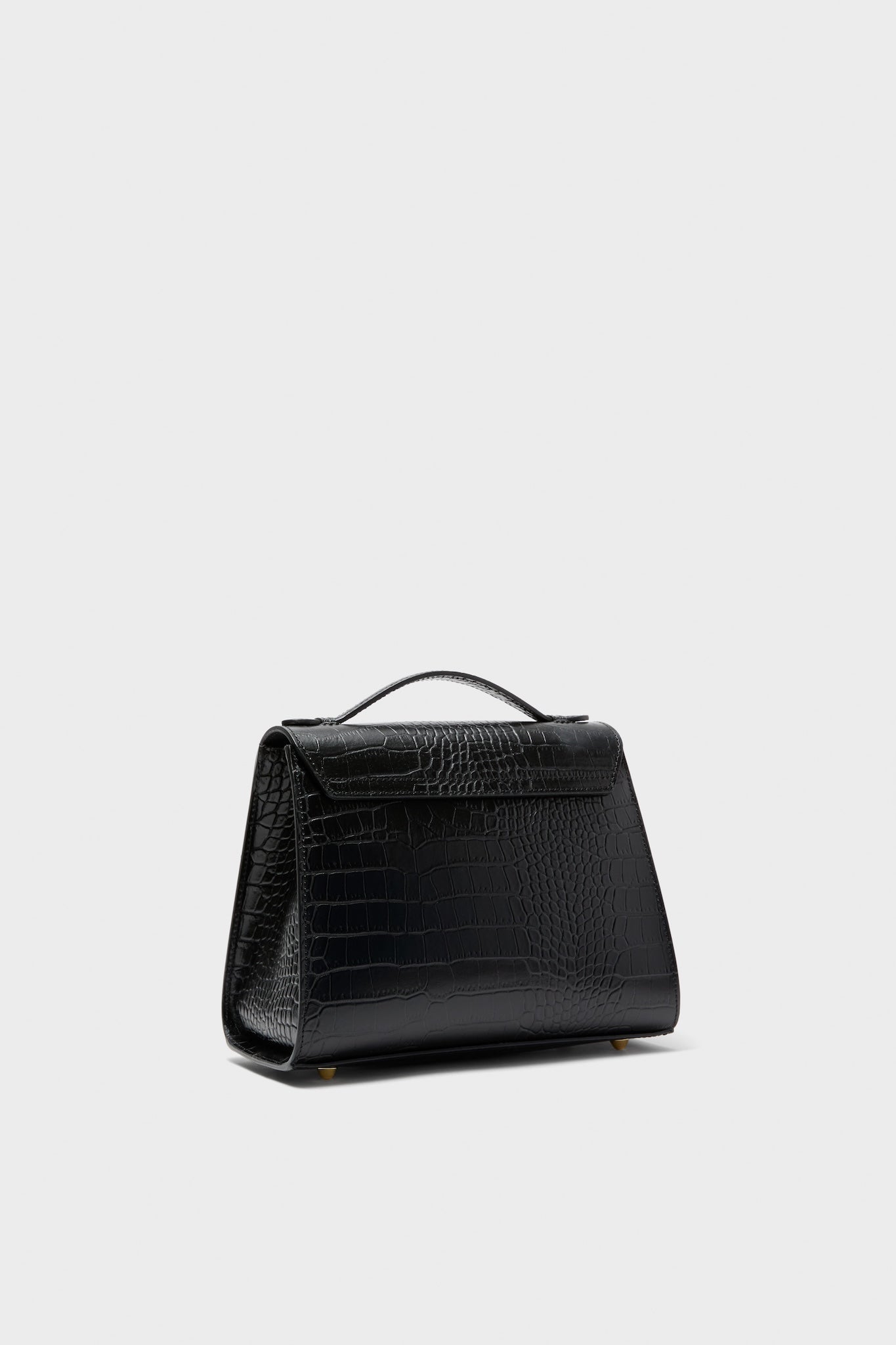Black Bombo Croco Top Handle Satchel Bag