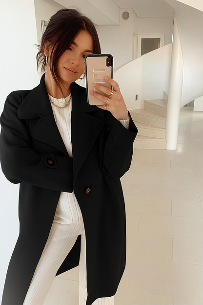 Fireplace Coat - Black | Women's Knit Trench Coat