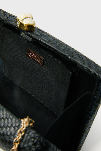 Black Jen Clutch with White Stones
