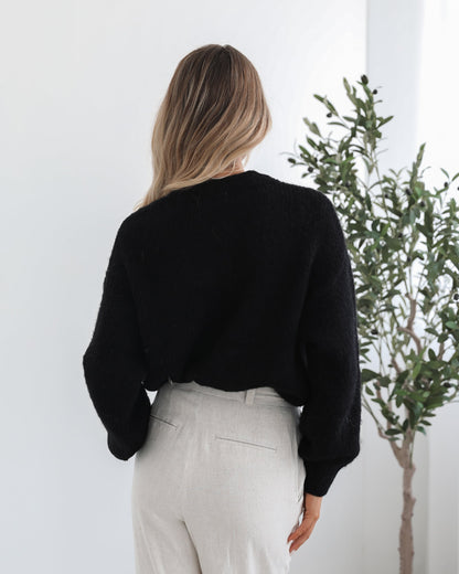 Adelaine Black Print Knit | Women's Knit Jumper