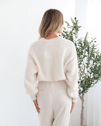 Adelaine Cream Print Knit | Women's Knit Jumper