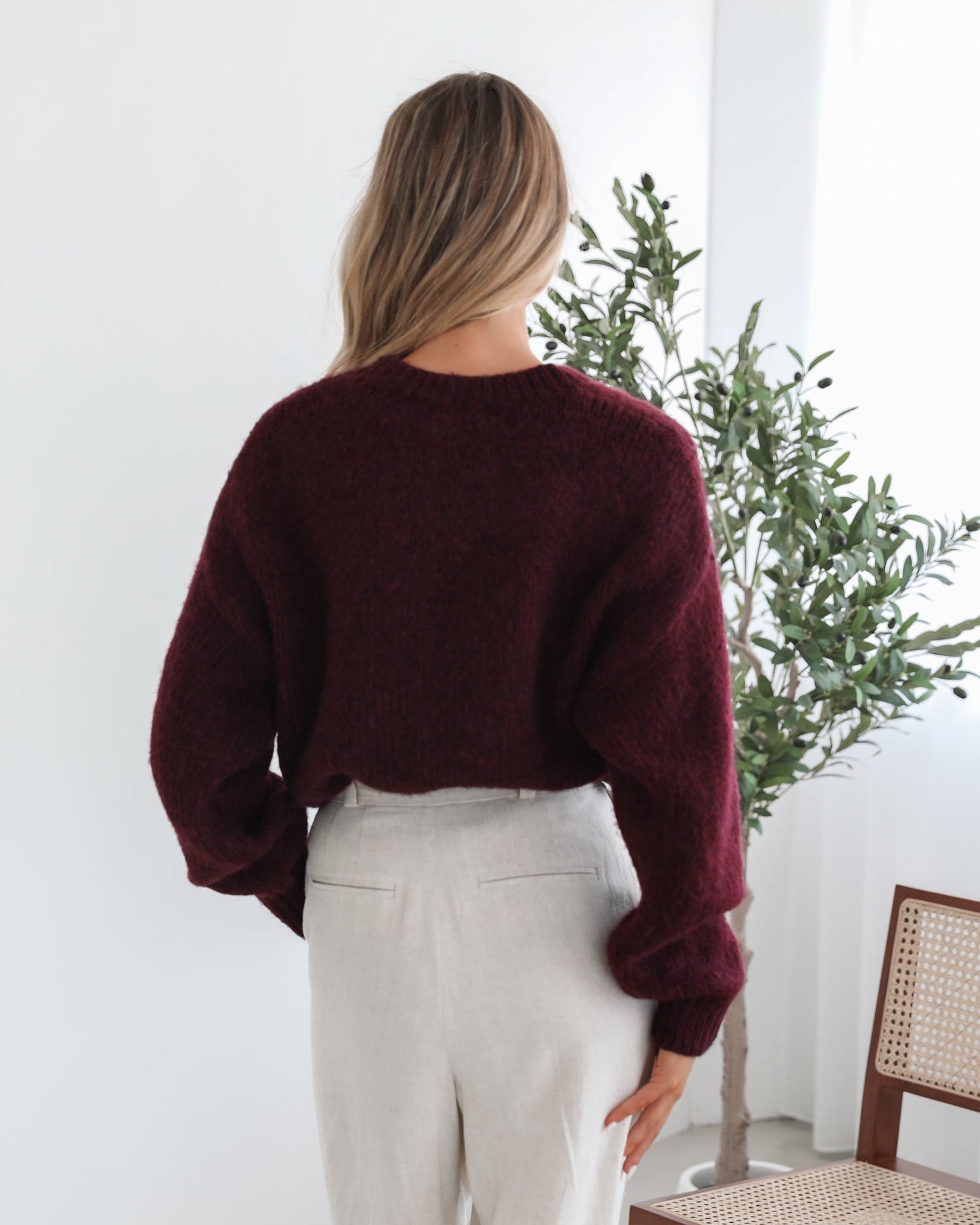 Adelaine Wine Print Knit | Women's Knit Jumper