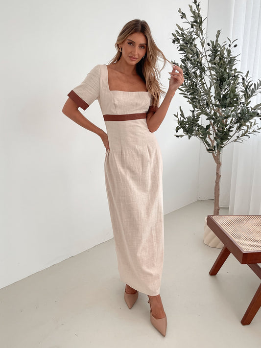 Adrianne Dress - Cream Print | Women's Printed Maxi Dress