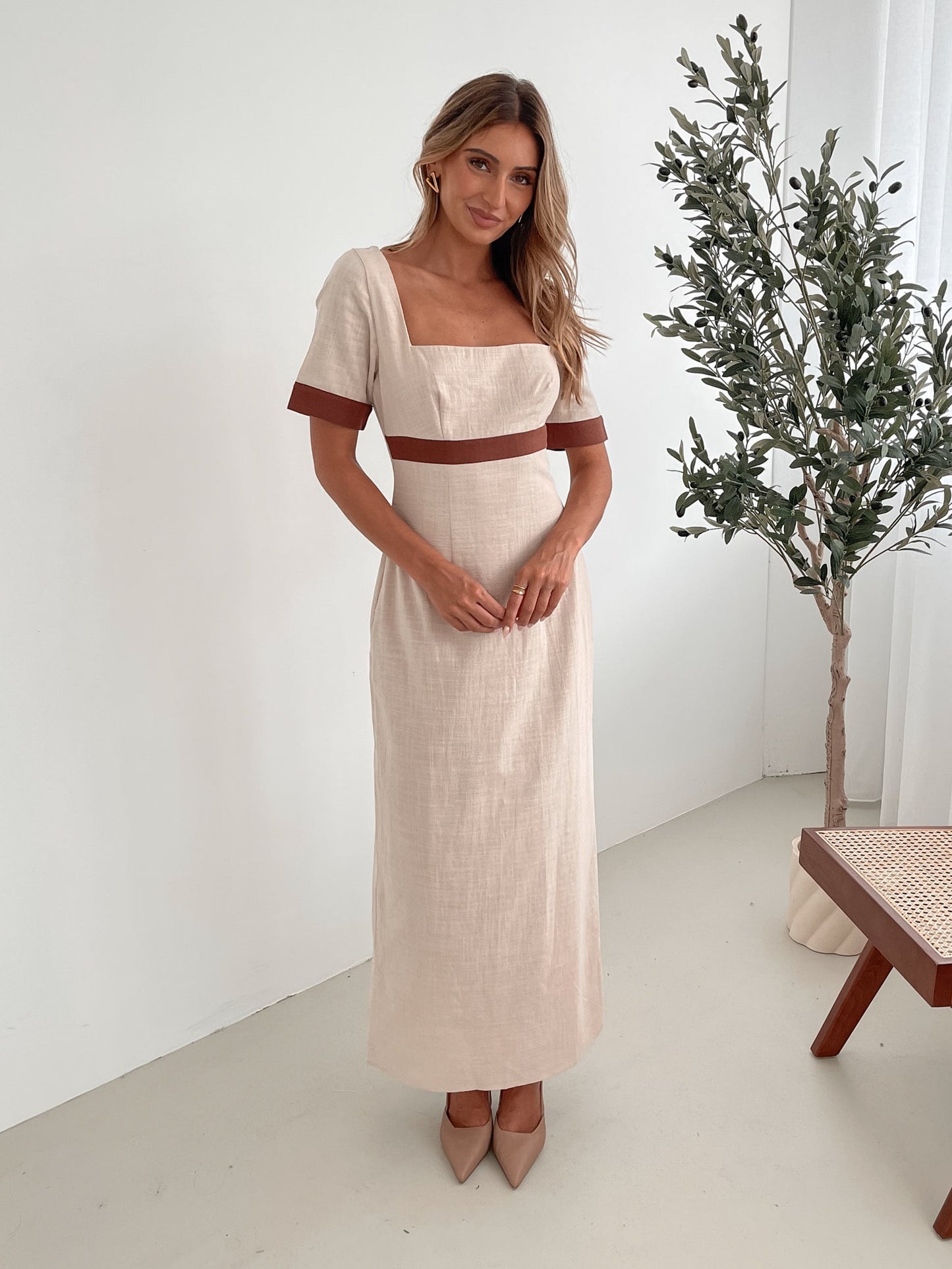 Adrianne Dress - Cream Print | Women's Printed Maxi Dress