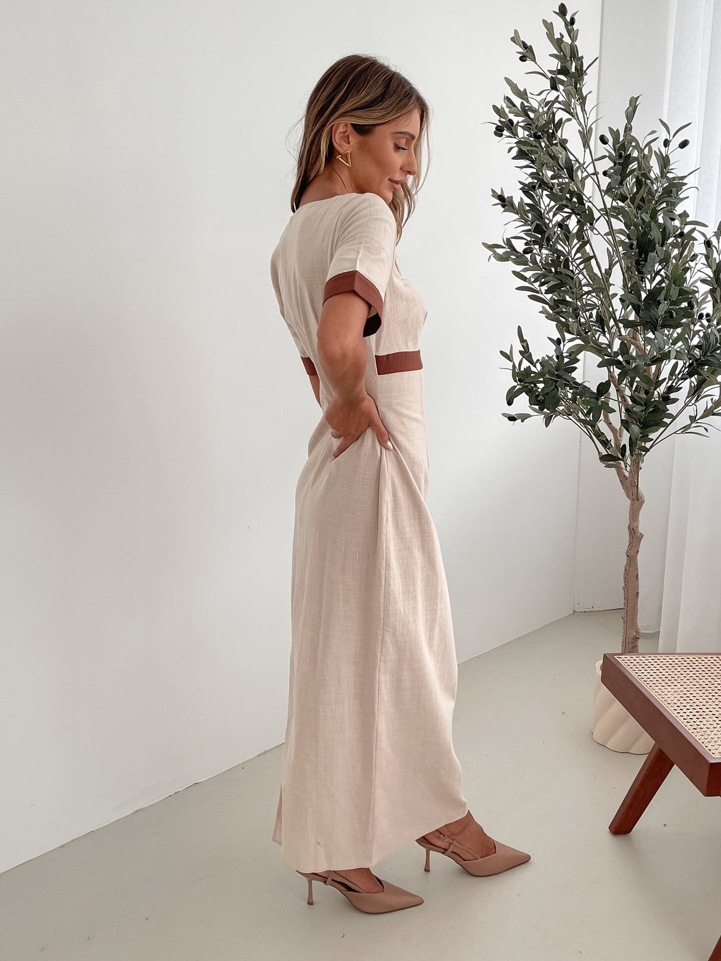 Adrianne Dress - Cream Print | Women's Printed Maxi Dress