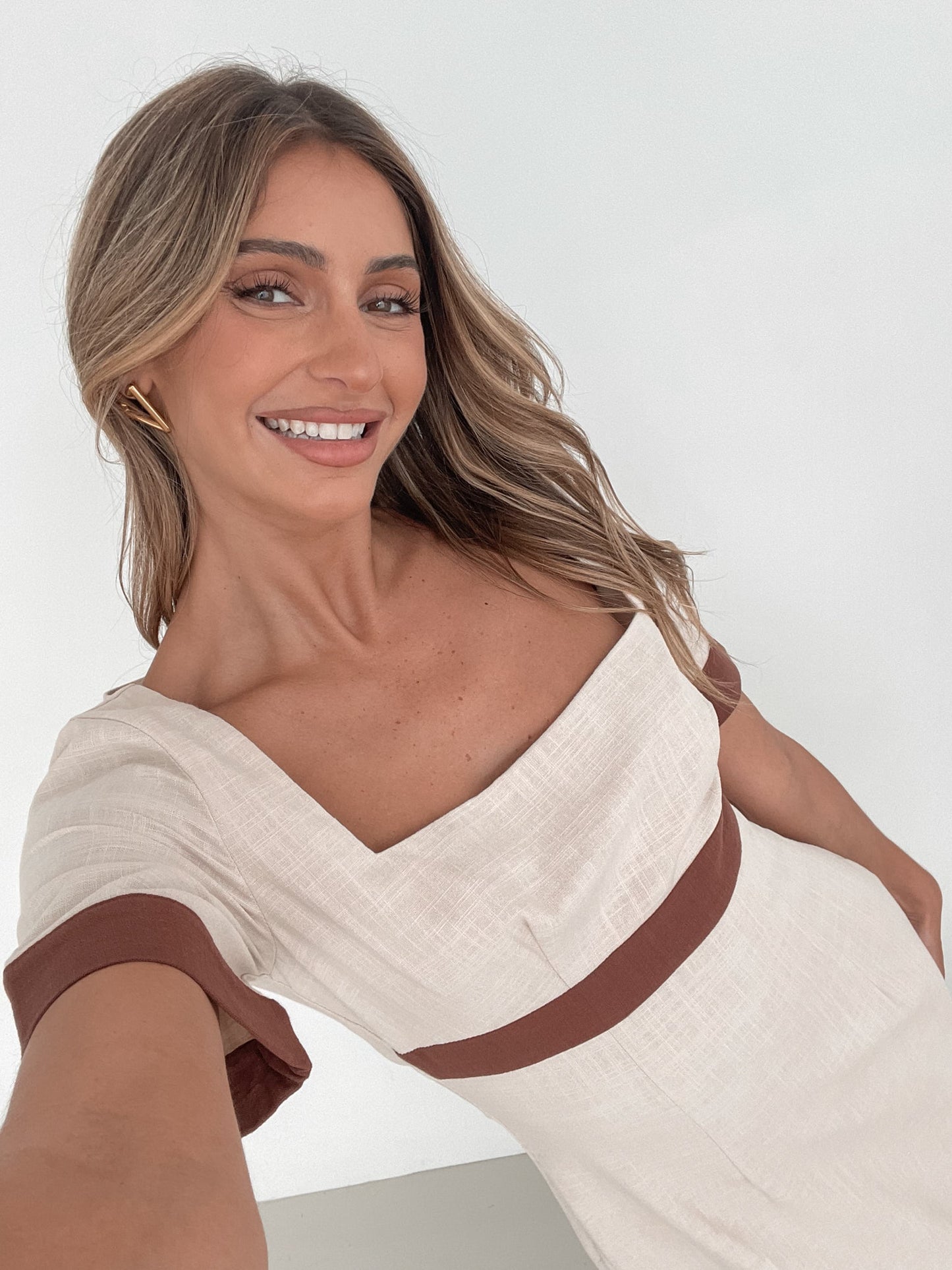 Adrianne Dress - Cream Print | Women's Printed Maxi Dress