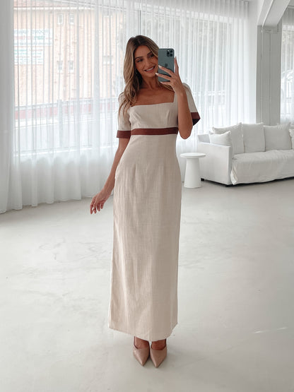 Adrianne Dress - Cream Print | Women's Printed Maxi Dress