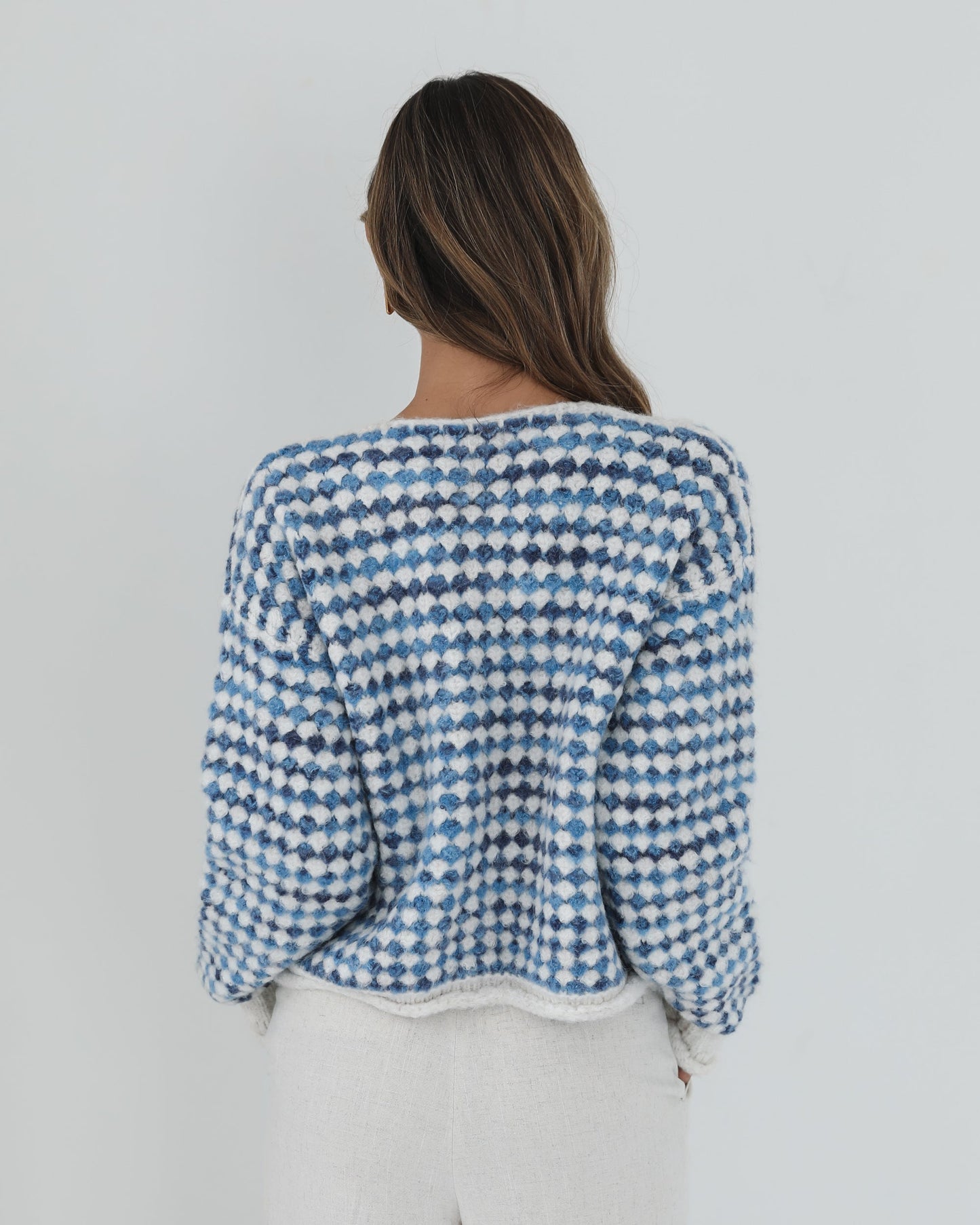 Aica Blue Print Cardigan | Women's Knit Cardigan
