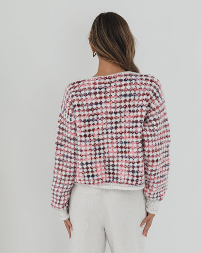 Aica Pink Print Cardigan | Women's Knit Cardigan