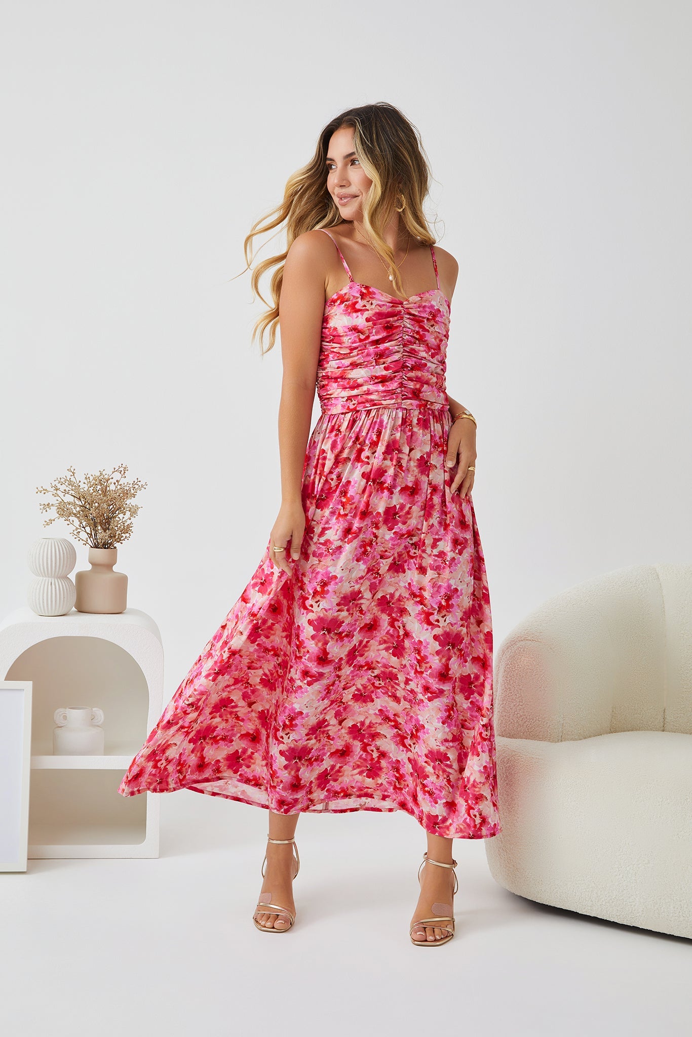 Ailene Blush Floral Dress | Women's Floral Maxi Dress