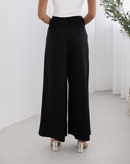 Alka Pants - Black | Women's High Waisted Wide Leg Pants