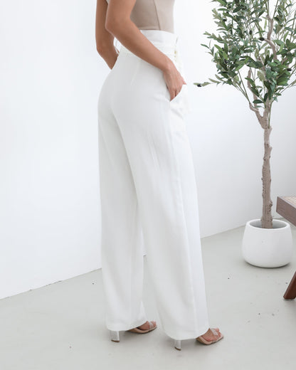 Alma White Pants | Women's Wide Leg Pants