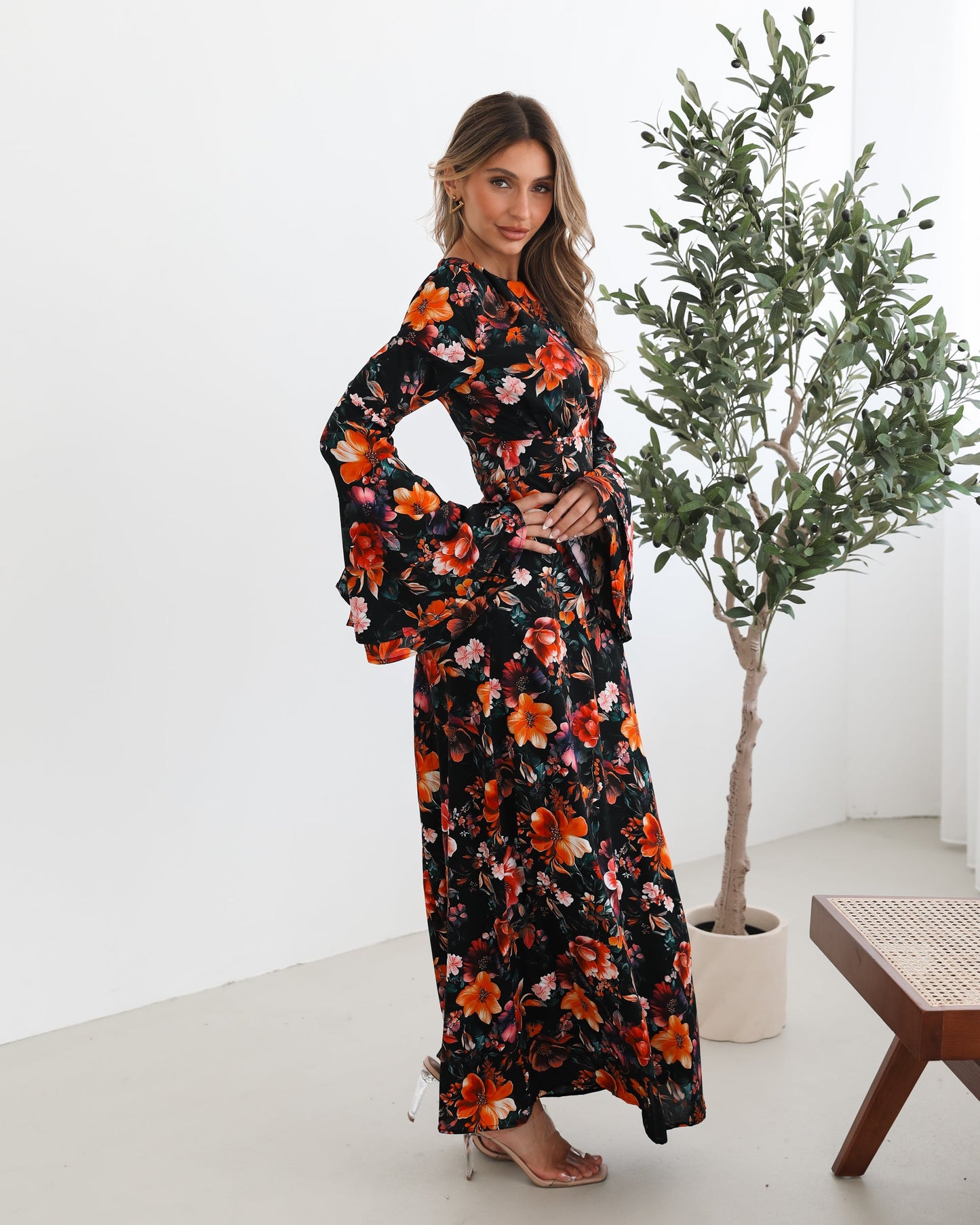 Amareya Black Floral Dress | Women's Floral Maxi Dress