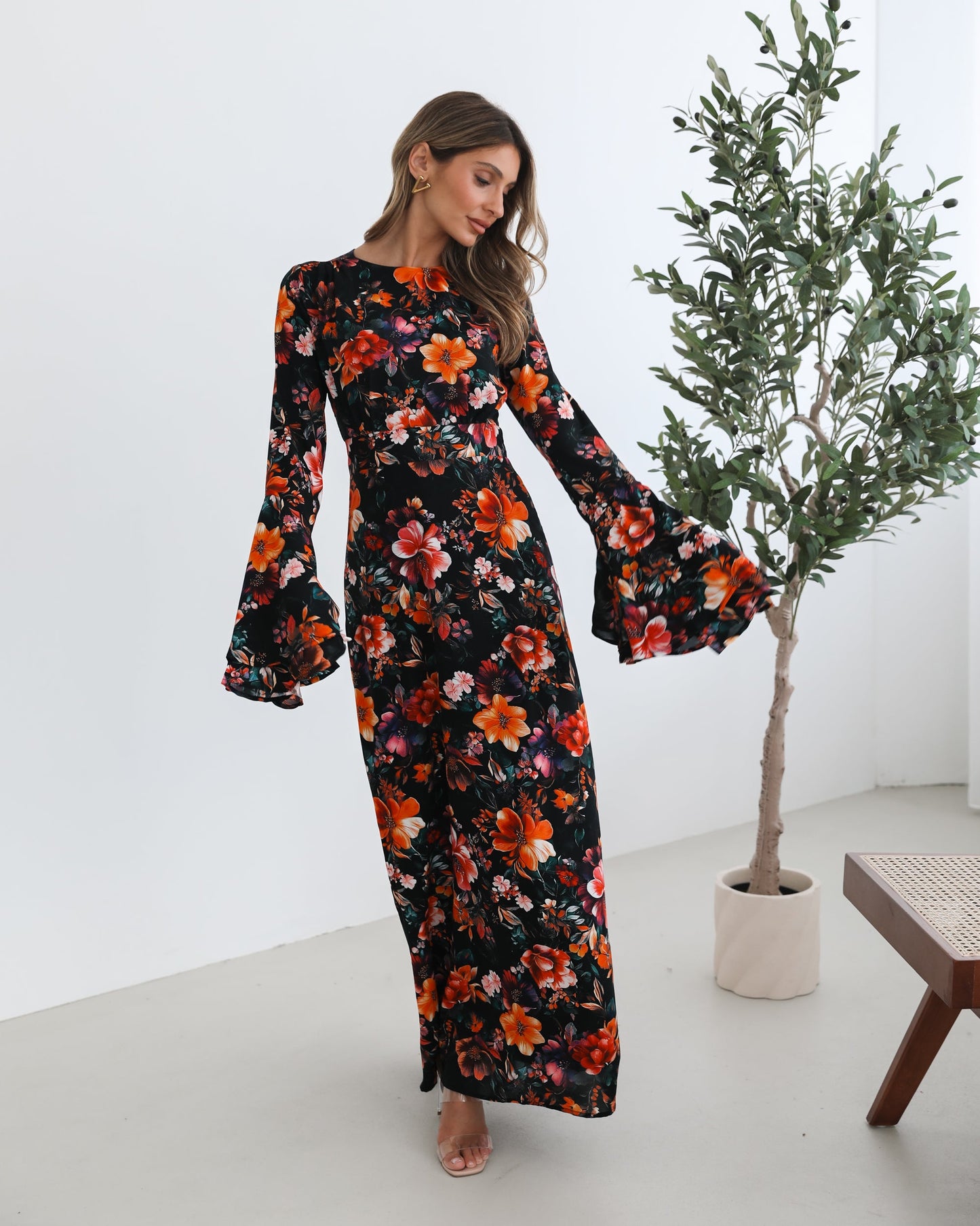 Amareya Black Floral Dress | Women's Floral Maxi Dress