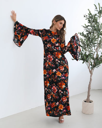 Amareya Black Floral Dress | Women's Floral Maxi Dress