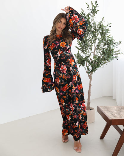 Amareya Black Floral Dress | Women's Floral Maxi Dress